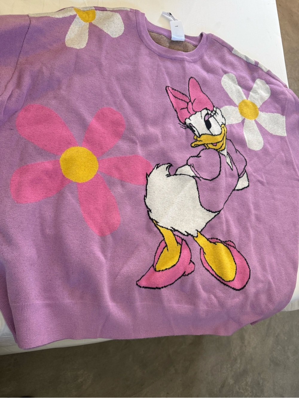 Disney Daisy Duck Lavender Knit Sweater with Pink & Yellow Accents